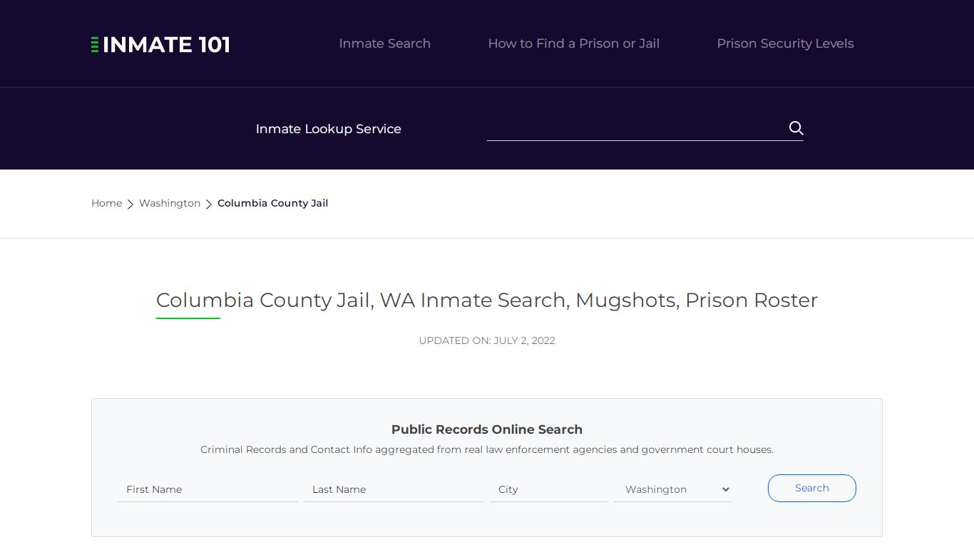 Columbia County Jail, WA Inmate Search, Mugshots, Prison ...